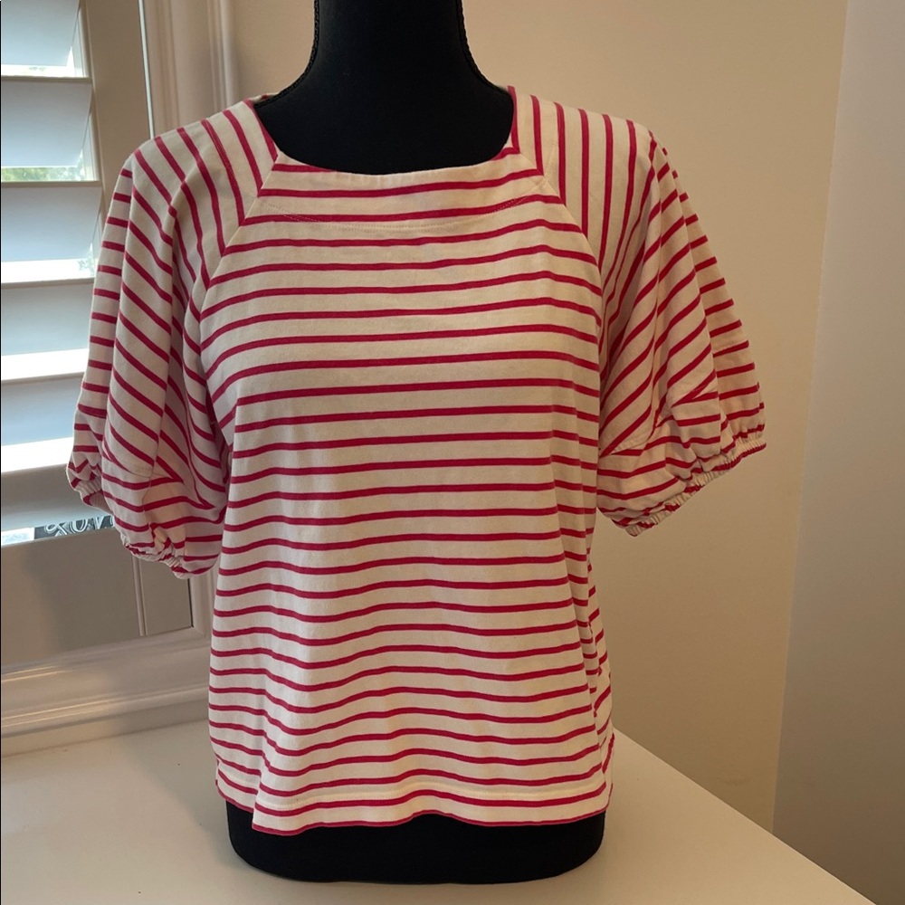 Striped Fuchsia and White Women's Top